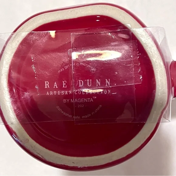 Rae Dunn LOVE BUG Ceramic Mug with Flower/Ladybug Topper Red/White - Picture 8 of 16